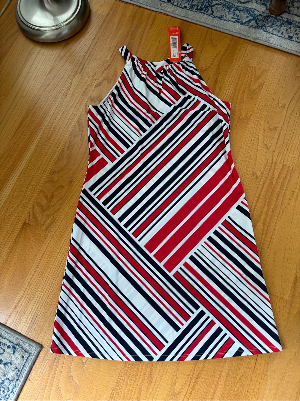 Jude Connally Lisa Dress NWT size medium patchwork stripe red patriotic